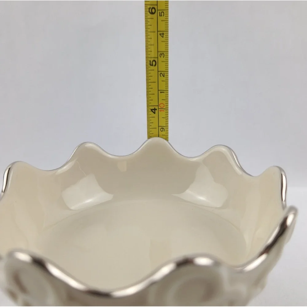 Lenox Candy Dish / Nut Bowl Platinum Rim - Fleur de Lis Collection, Trinket Dish